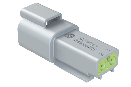 AT04-2P-RD01 2-Way Receptacle, Male Connector with Reduced Diameter Seal (E-Seal). DT04-2P-C015