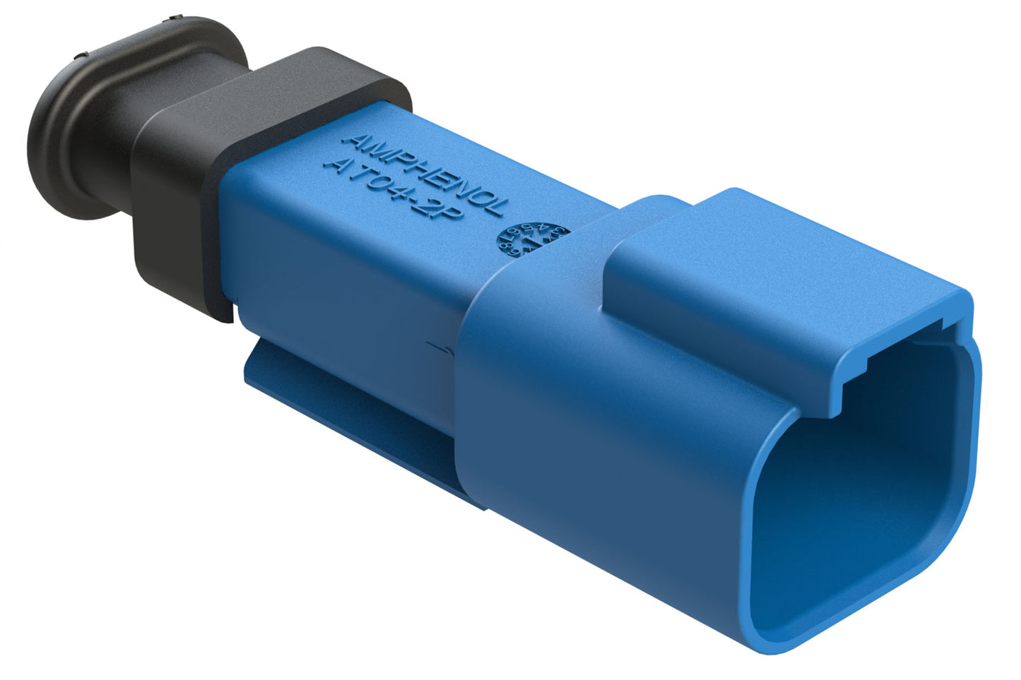 AT04-2P-SR01BLU 2-Way Receptacle Male Connector with Strain Relief End Cap and Standard Seal, Blue