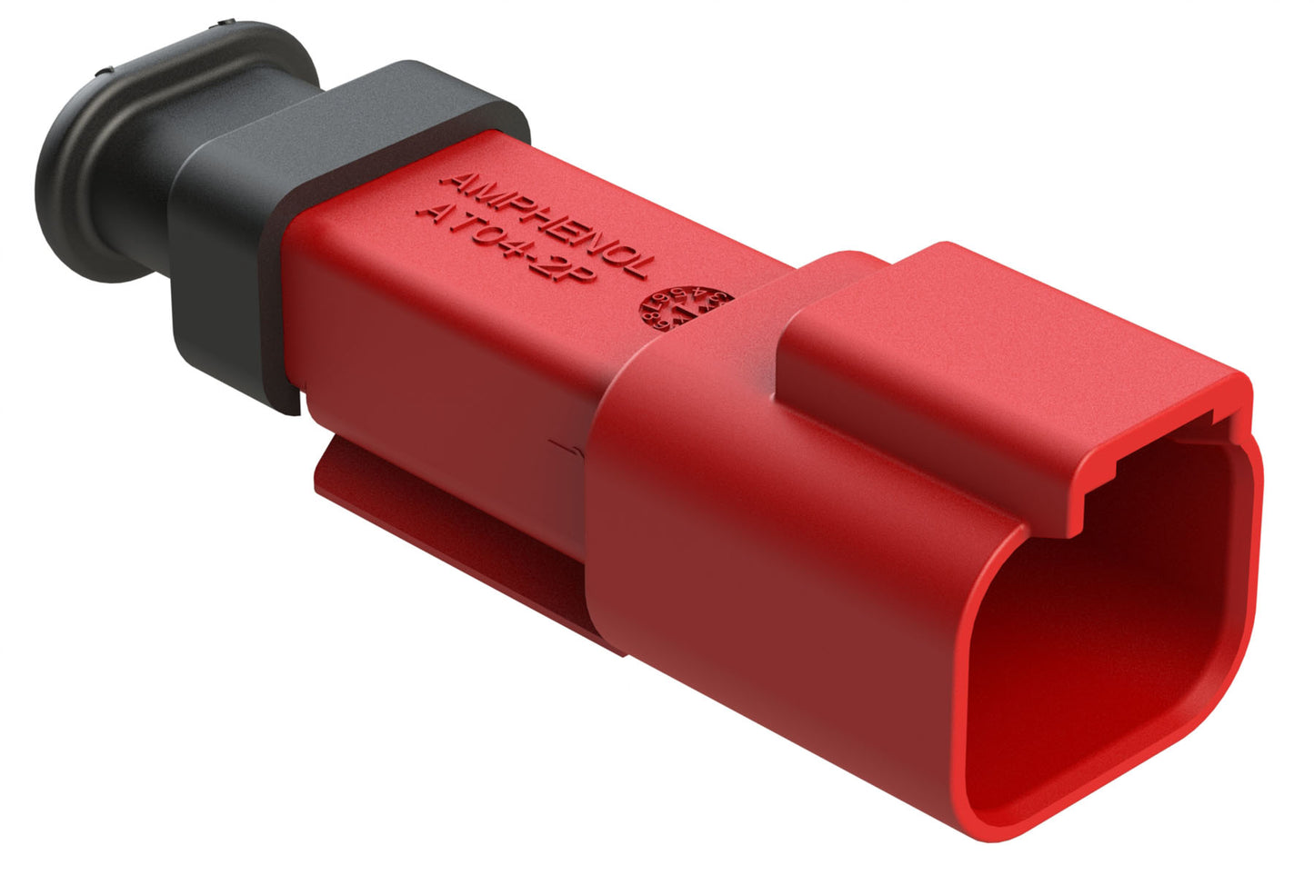 AT04-2P-SR01RED 2-Way Receptacle Male Connector with Strain Relief End Cap andStandard Seal, Red