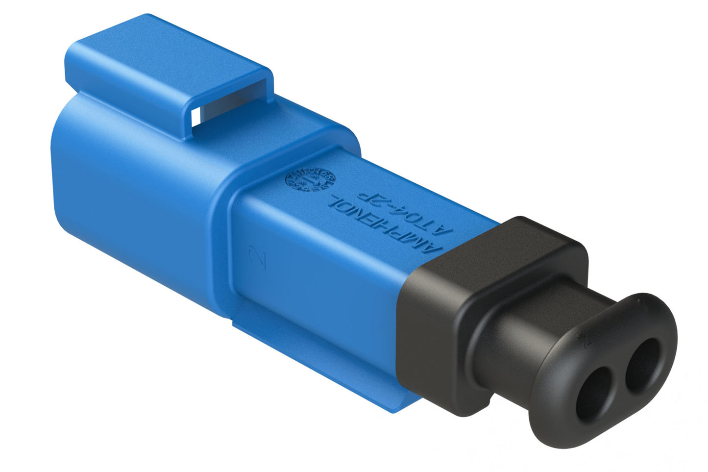 AT04-2P-SR02BLU 2-Way Receptacle Male Connector with Strain Relief End Cap and .053-.120 Reduced Seal, Blue