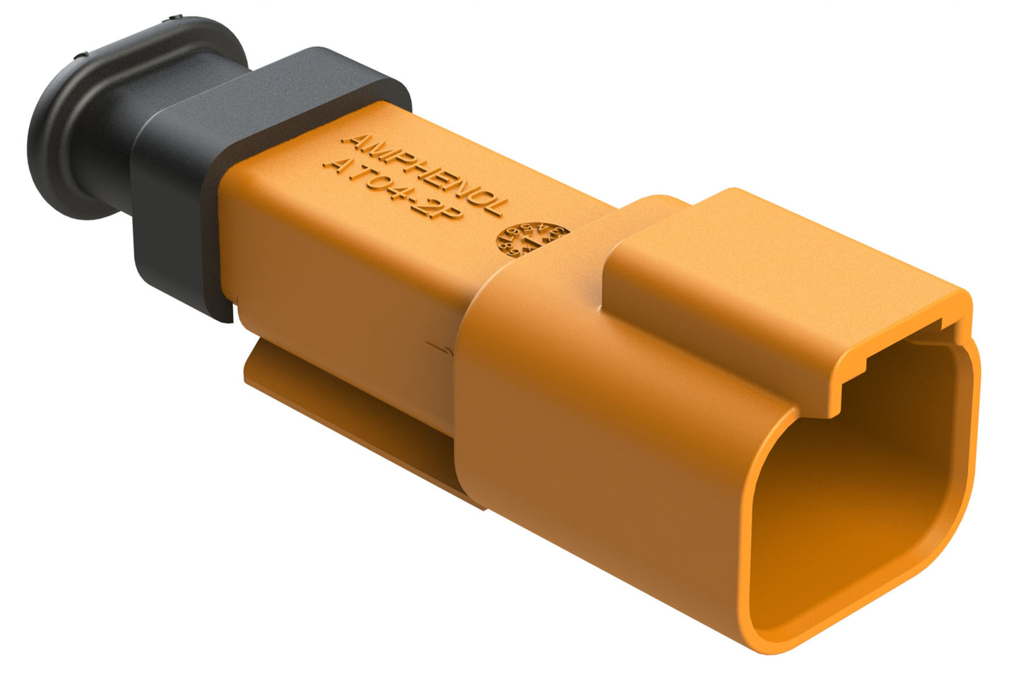 AT04-2P-SR02ORG 2-Way Receptacle Male Connector with Strain Relief End Cap and .053-.120 Reduced Seal, Orange