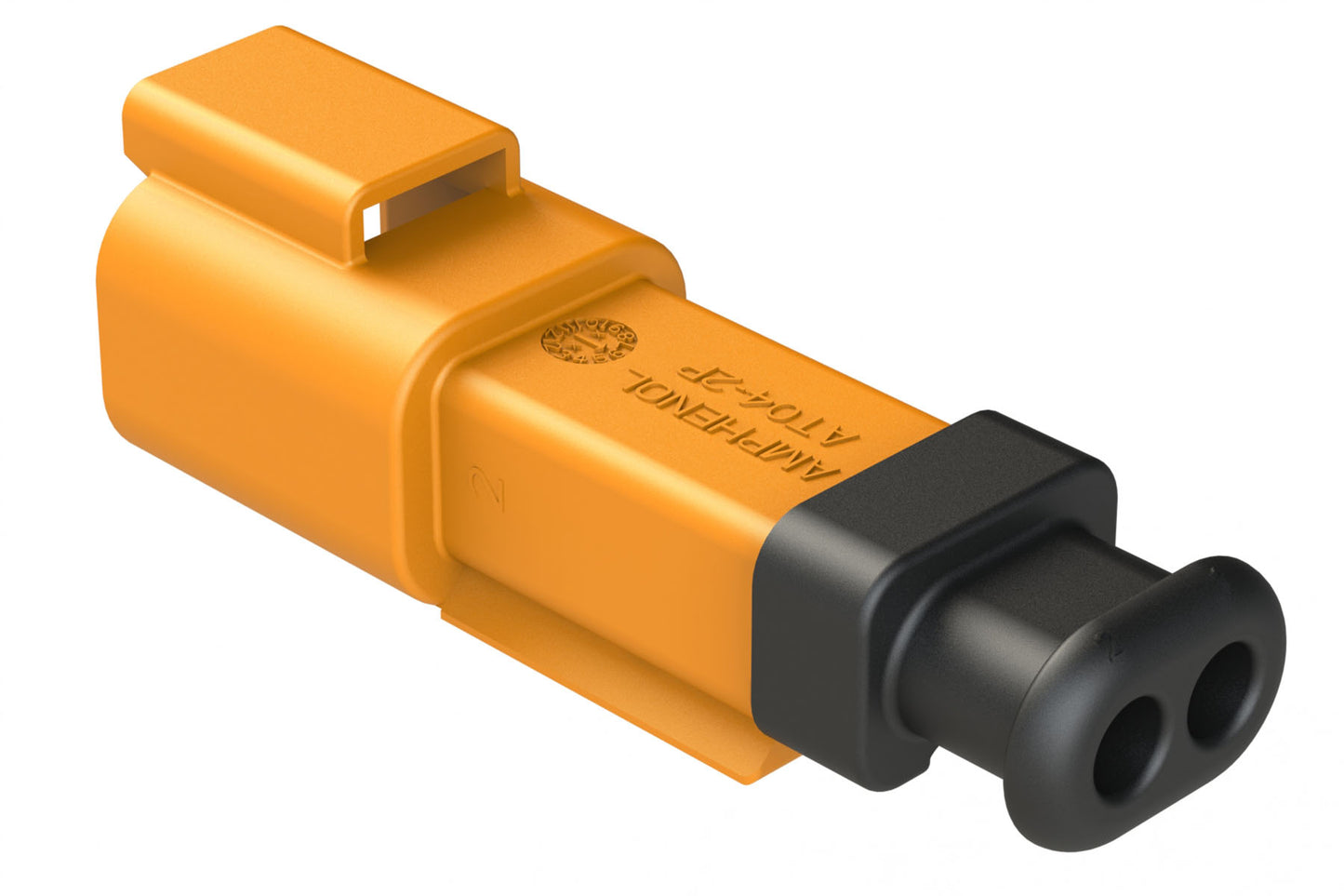 AT04-2P-SR02ORG 2-Way Receptacle Male Connector with Strain Relief End Cap and .053-.120 Reduced Seal, Orange