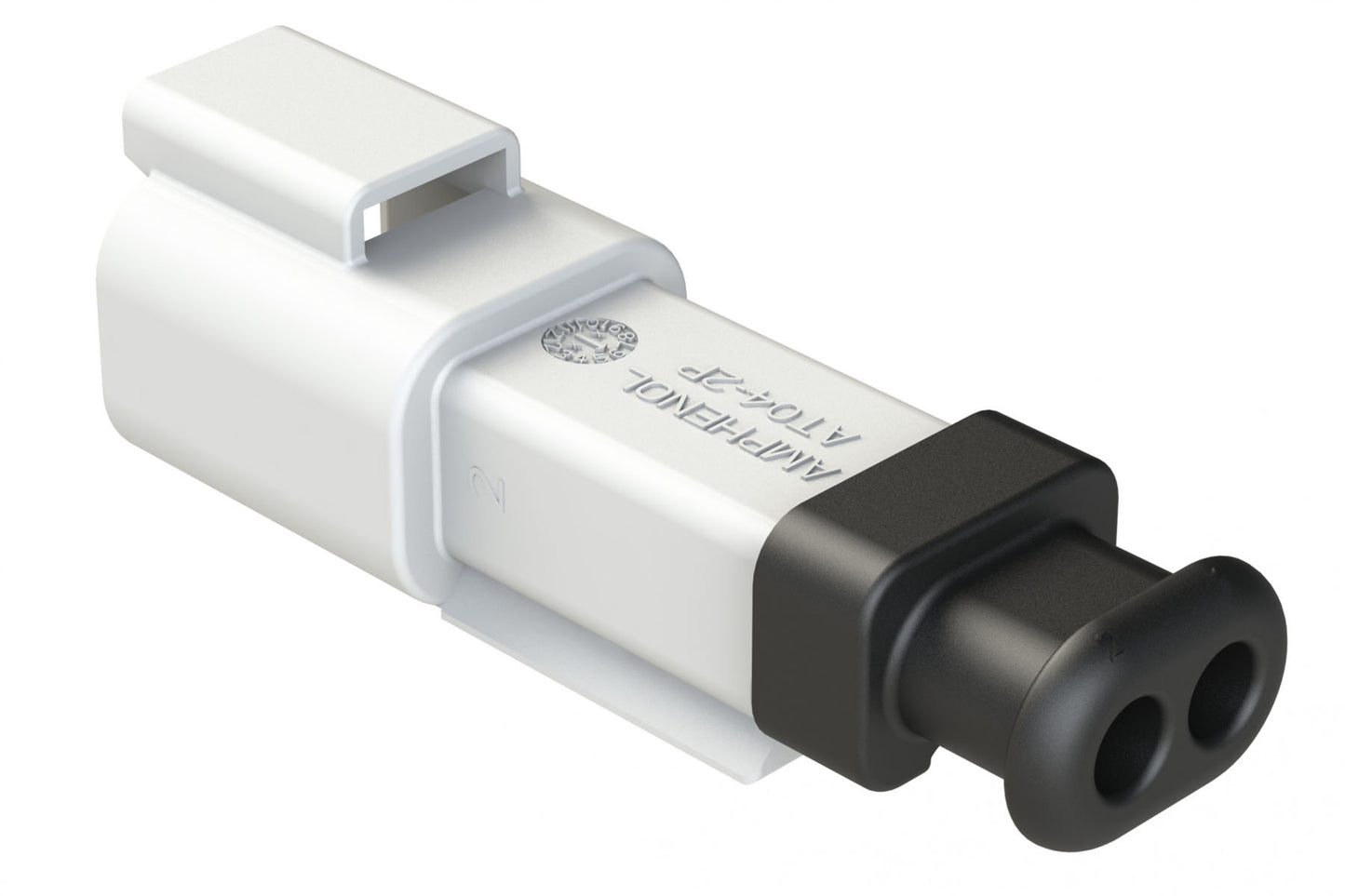 AT04-2P-SR02WHT 2-Way Receptacle Male Connector with Strain Relief End Cap and .053-.120 Reduced Seal, White