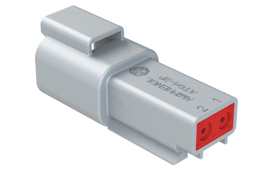 AT04-2P 2-Way Receptacle, Male Connector, Grey. DT04-2P