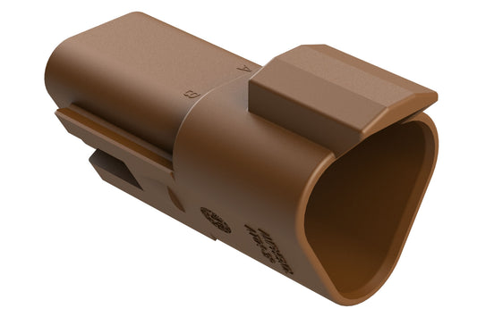 AT04-3P-BRN 3-Way Receptacle, Male Connector, Brown