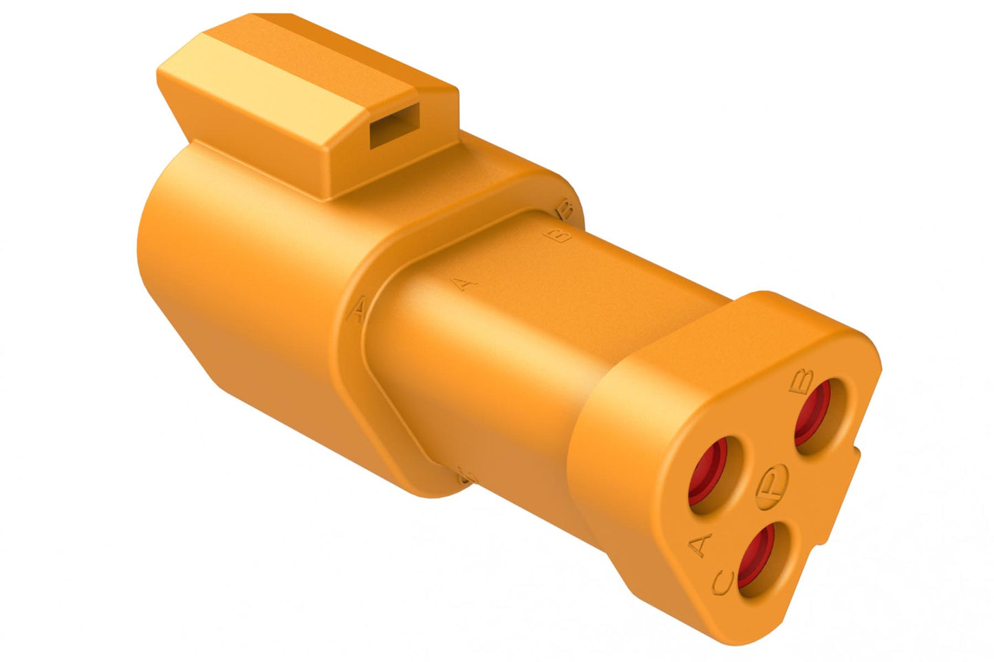 AT04-3P-EC01ORG 3-Way Receptacle, Male Connector with End Cap, Orange