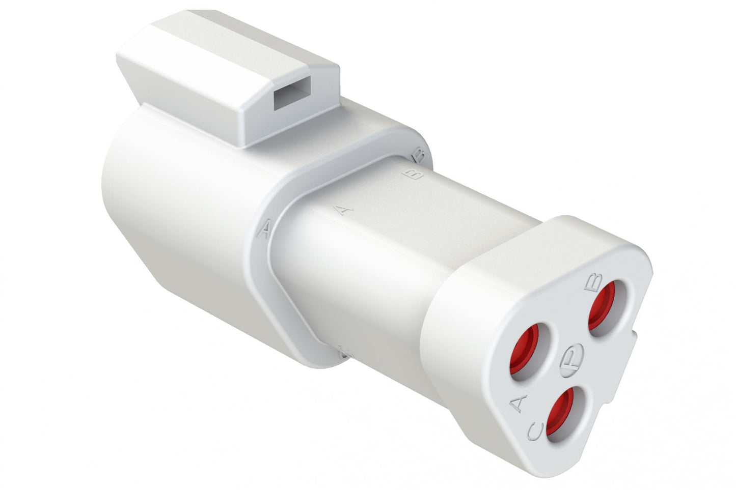 AT04-3P-EC01WHT 3-Way Receptacle, Male Connector with End Cap, White