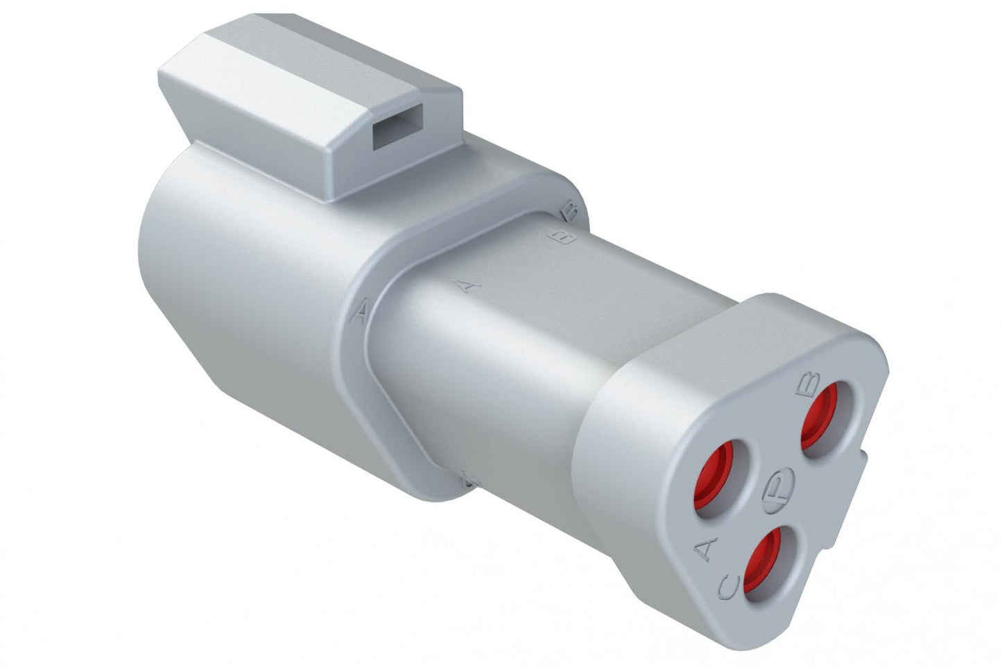 AT04-3P-EC01 3-Way Receptacle, Male Connector with End Cap, Grey. DT04-3P-E003