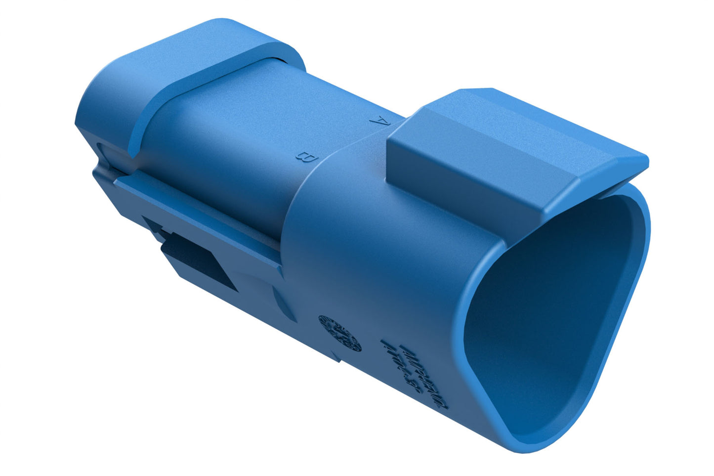 AT04-3P-MM01BLU 3-Way Receptacle, Male Connector with Reduced Diameter Seal (E-Seal) and End Cap, Blue