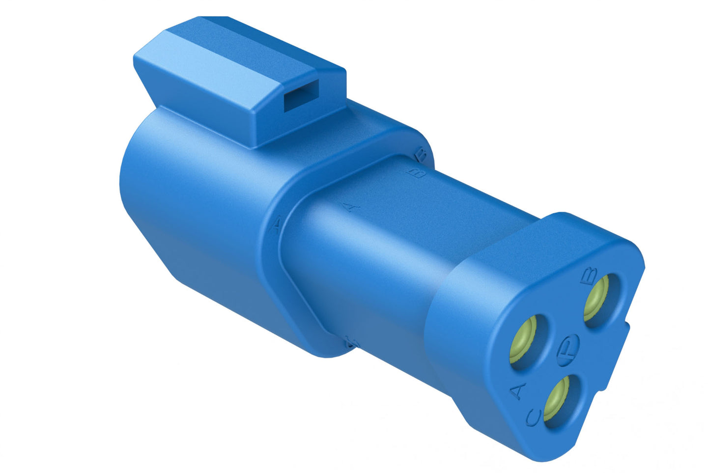 AT04-3P-MM01BLU 3-Way Receptacle, Male Connector with Reduced Diameter Seal (E-Seal) and End Cap, Blue
