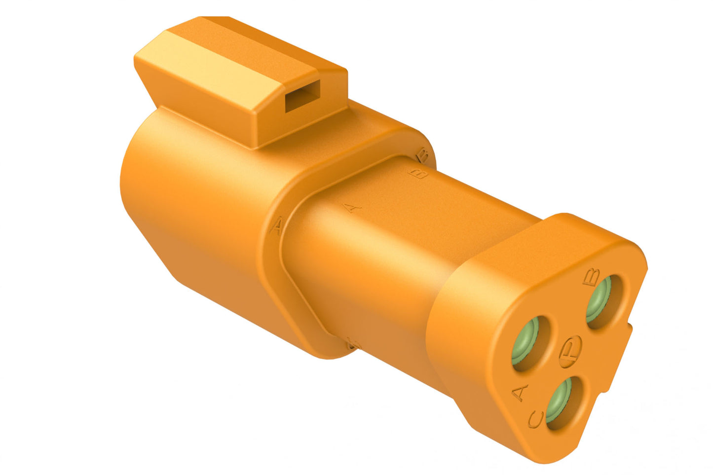 AT04-3P-MM01ORG 3-Way Receptacle, Male Connector with Reduced Diameter Seal (E-Seal) and End Cap, Orange
