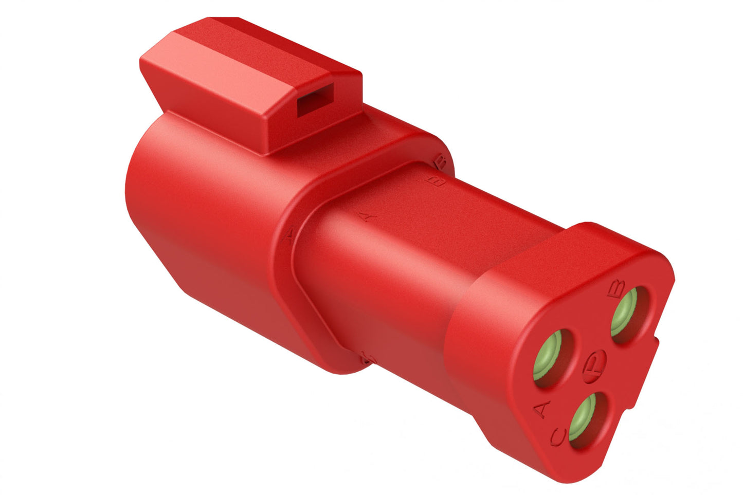 AT04-3P-MM01RED 3-Way Receptacle, Male Connector with Reduced Diameter Seal (E-Seal) and End Cap, Red