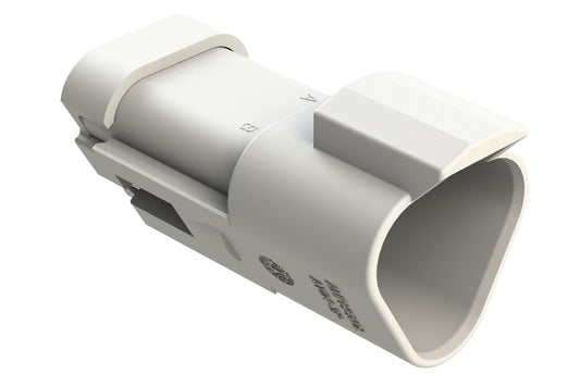 AT04-3P-MM01WHT 3-Way Receptacle, Male Connector with Reduced Diameter Seal (E-Seal) and End Cap, White