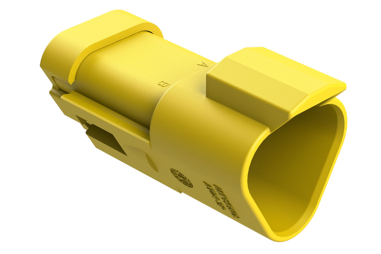 AT04-3P-MM01YEL 3-Way Receptacle, Male Connector with Reduced Diameter Seal (E-Seal) and End Cap, Yellow