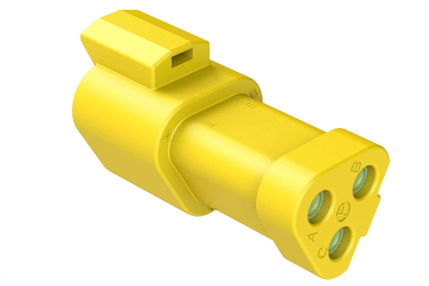 AT04-3P-MM01YEL 3-Way Receptacle, Male Connector with Reduced Diameter Seal (E-Seal) and End Cap, Yellow
