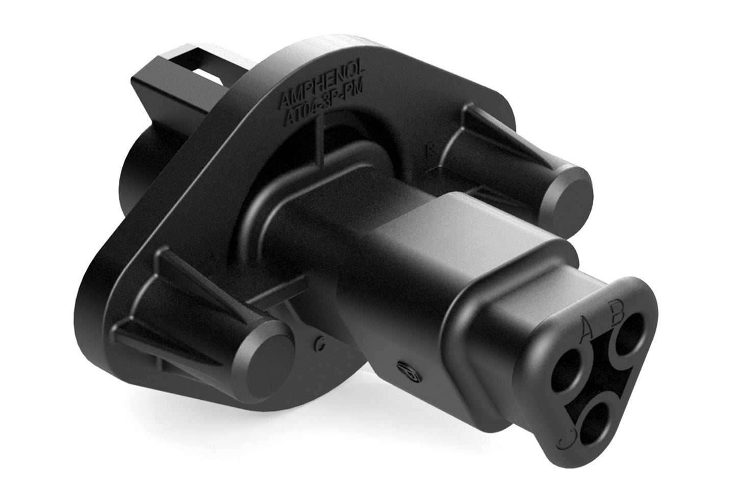 AT04-3P-PM15 3 Position Receptacle, Pin, Panel Mount, Self-Threading, Strain Relief