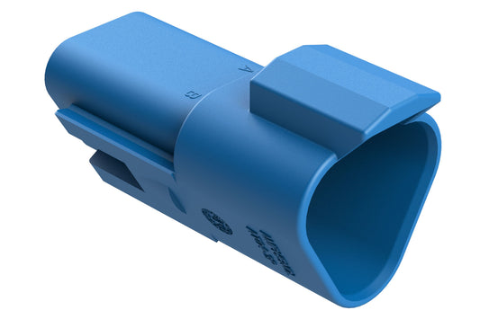 AT04-3P-RD01BLU 3-Way Receptacle, Black Male Connector with Reduced Diameter Seal (E-Seal), Blue