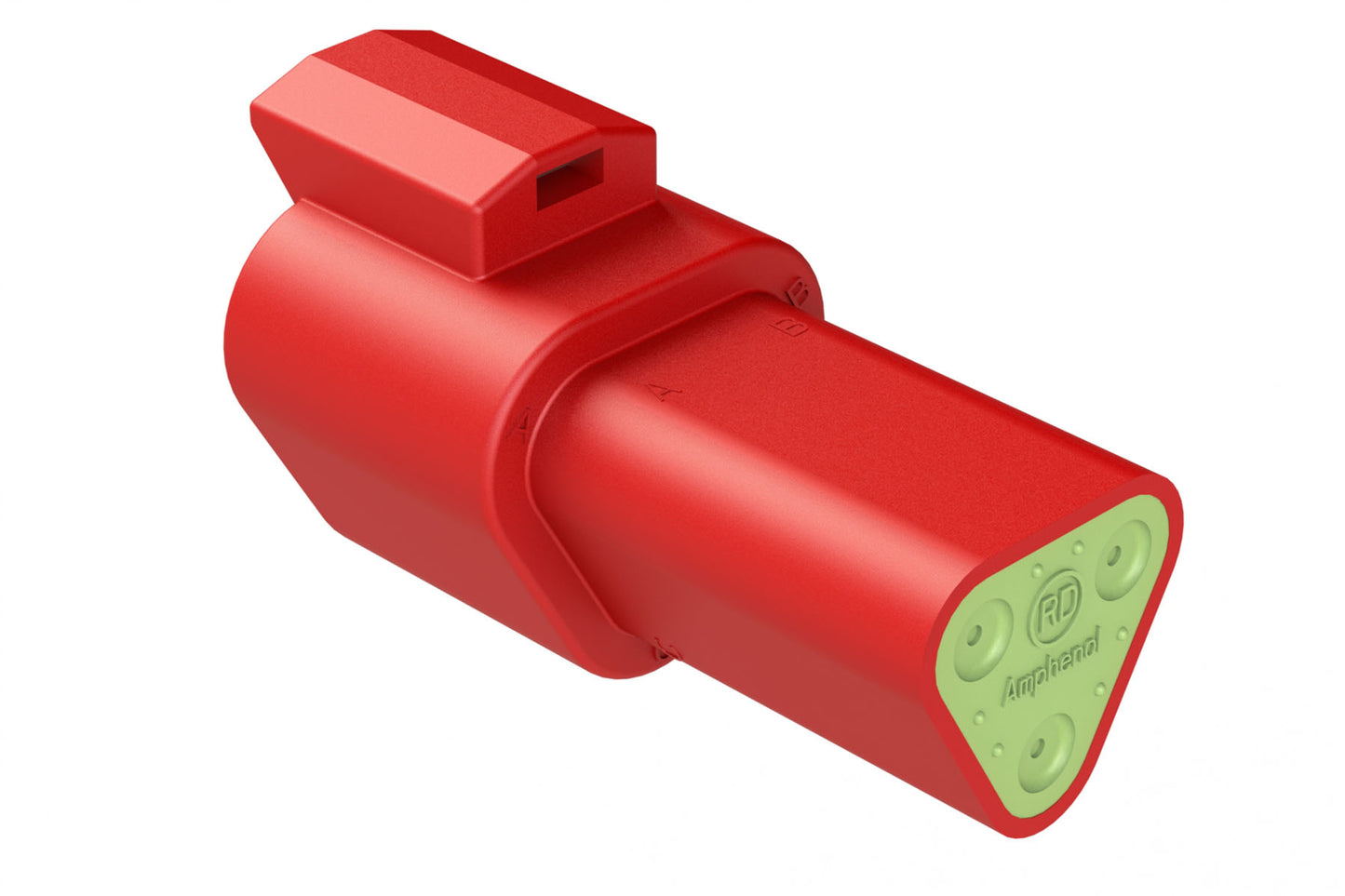 AT04-3P-RD01RED 3-Way Receptacle, Black Male Connector with Reduced Diameter Seal (E-Seal), Red