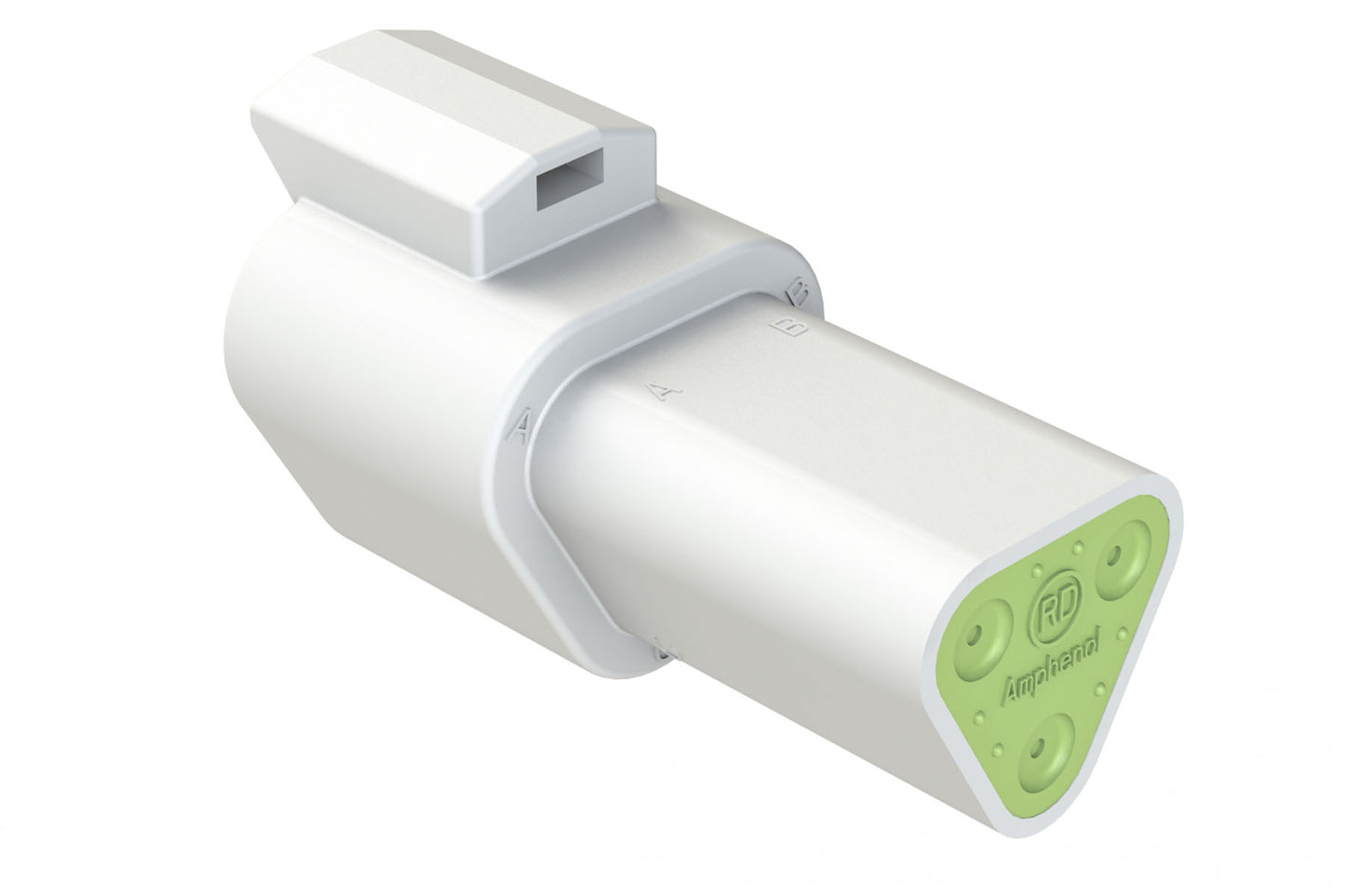 AT04-3P-RD01WHT 3-Way Receptacle, Black Male Connector with Reduced Diameter Seal (E-Seal), White