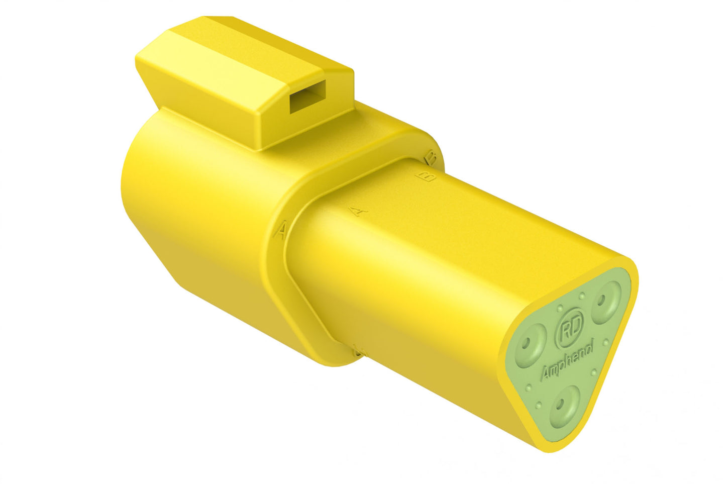 AT04-3P-RD01YEL 3-Way Receptacle, Black Male Connector with Reduced Diameter Seal (E-Seal), Yellow