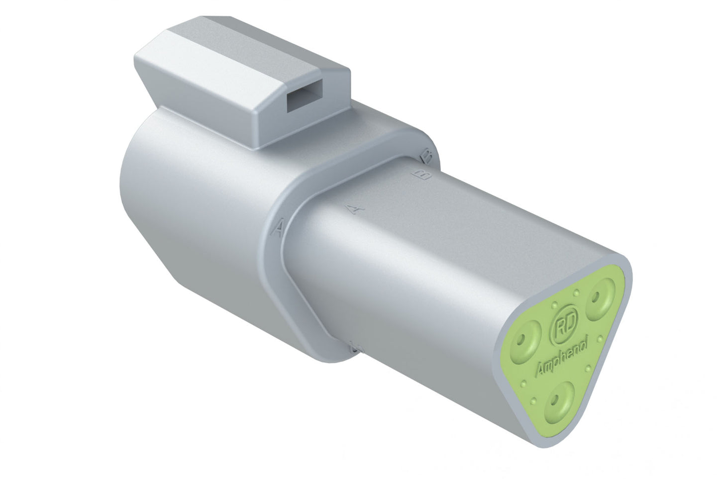 AT04-3P-RD01 3-Way Receptacle, Male Connector with Reduced Diameter Seal (E-Seal). DT04-3P-C015