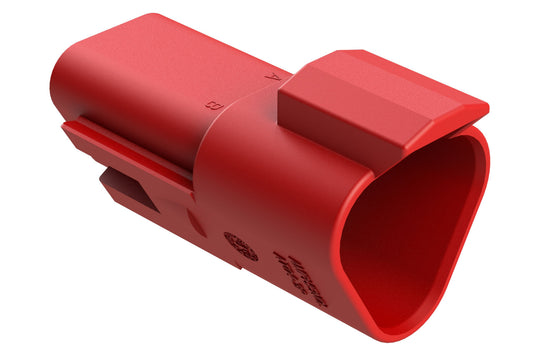 AT04-3P-RED 3-Way Receptacle, Male Connector, Red