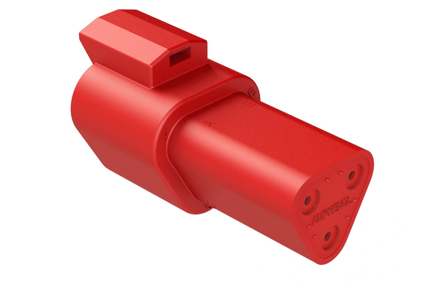AT04-3P-RED 3-Way Receptacle, Male Connector, Red