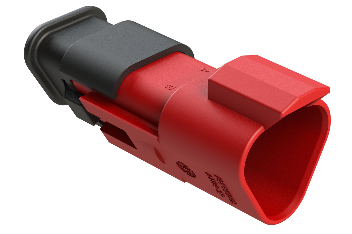 AT04-3P-SR01RED 3-Way Receptacle Male Connector with Strain Relief Endcap and Standard Seal, Red