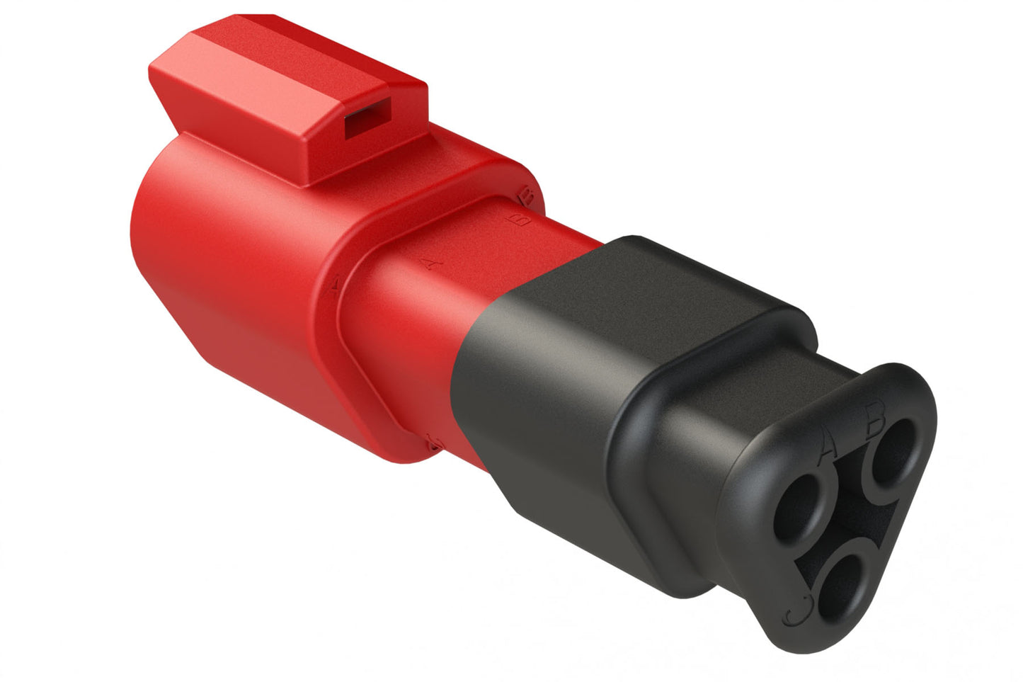 AT04-3P-SR01RED 3-Way Receptacle Male Connector with Strain Relief Endcap and Standard Seal, Red