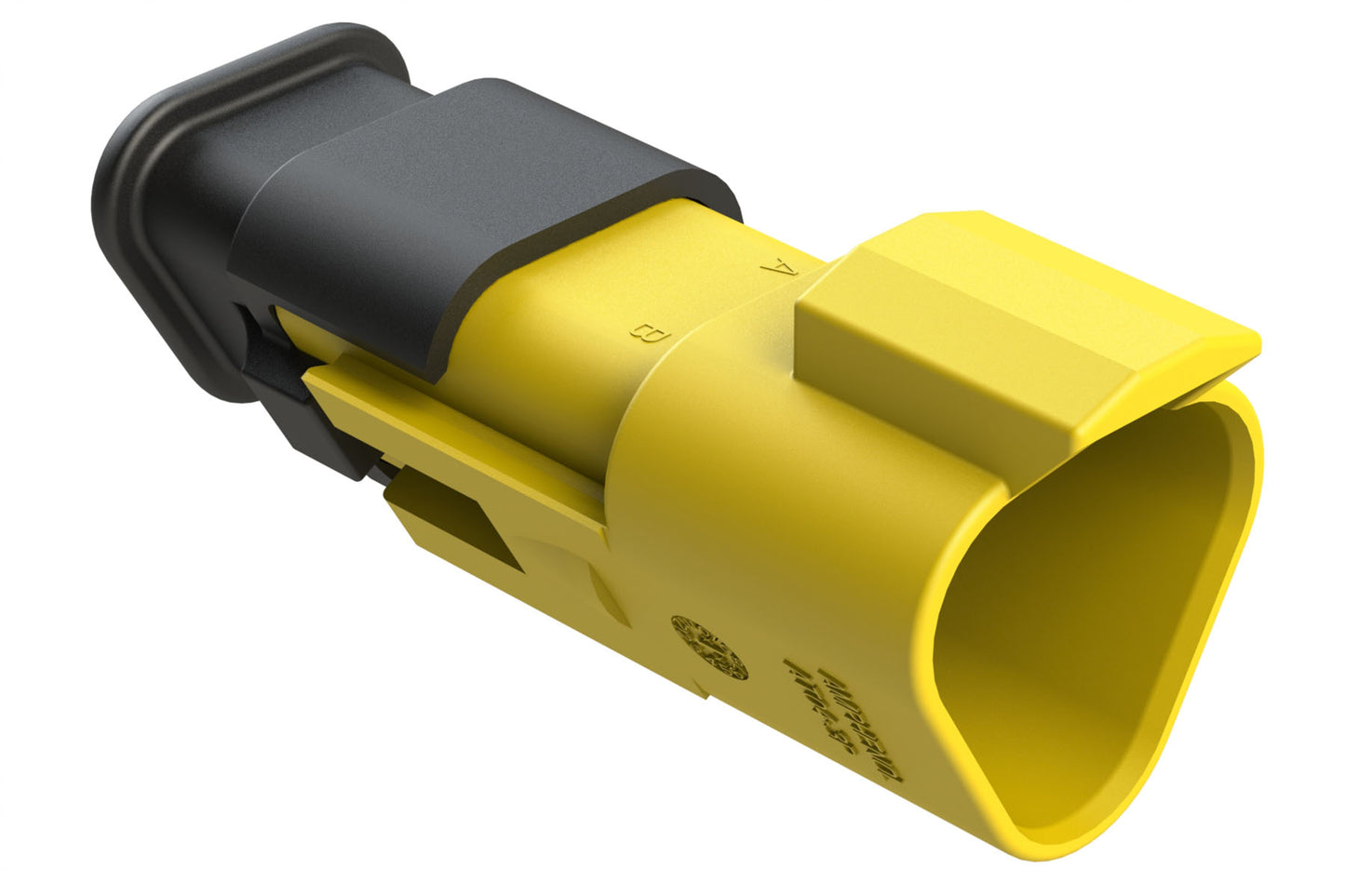 AT04-3P-SR01YEL 3-Way Receptacle Male Connector with Strain Relief Endcap and Standard Seal, Yellow