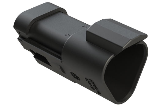 AT04-3P-SS01BLK 3-Way Receptacle, Male Connector with Solid Rear Grommet and Endcap, Black