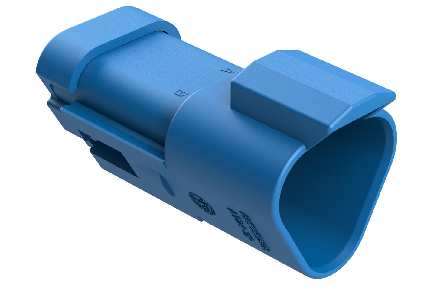 AT04-3P-SS01BLU 3-Way Receptacle, Male Connector with Solid Rear Grommet and Endcap, Blue