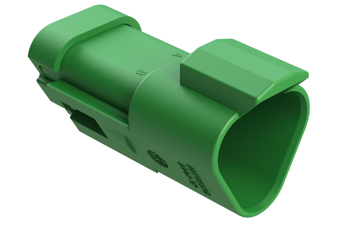 AT04-3P-SS01GRN 3-Way Receptacle, Male Connector with Solid Rear Grommet and Endcap, Green