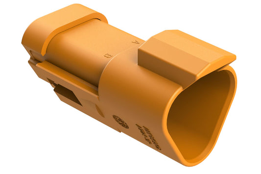 AT04-3P-SS01ORG 3-Way Receptacle, Male Connector with Solid Rear Grommet and Endcap, Orange