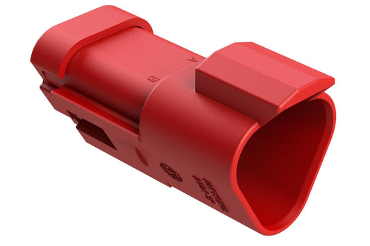 AT04-3P-SS01RED 3-Way Receptacle, Male Connector with Solid Rear Grommet and Endcap, Red