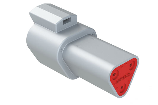 AT04-3P 3-Way Receptacle, Male Connector, Grey. DT04-3P