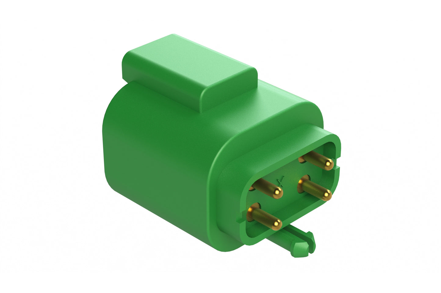 AT04-4P-BM01GRN 4 Position PCB Flangeless (Snap Fit) Boarde Mount Receptacle, Pin, Gold Plated Contacts Included, No Potting, Green