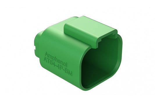 AT04-4P-BM02GRN 4 Position PCB Flangeless (Snap Fit) Board Mount Receptacle, Pin, Gold Plated Contacts Included, Potting, Green