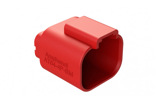 AT04-4P-BM03RED 4 Position PCB Flangeless (Snap Fit) Board Mount Receptacle, Pin, Nickel Contact Plating, No Potting, Red
