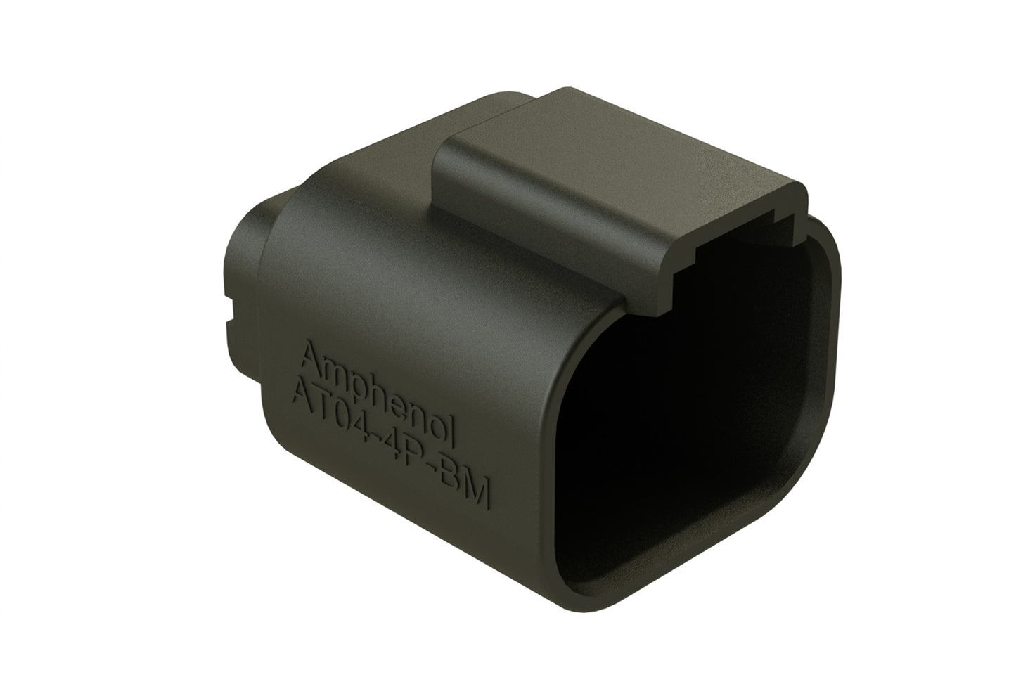 AT04-4P-BM04 4 Position PCB Flangeless (Snap Fit) Board Mount Receptacle, Pin, Nickel Contact Plating, Potting, Black