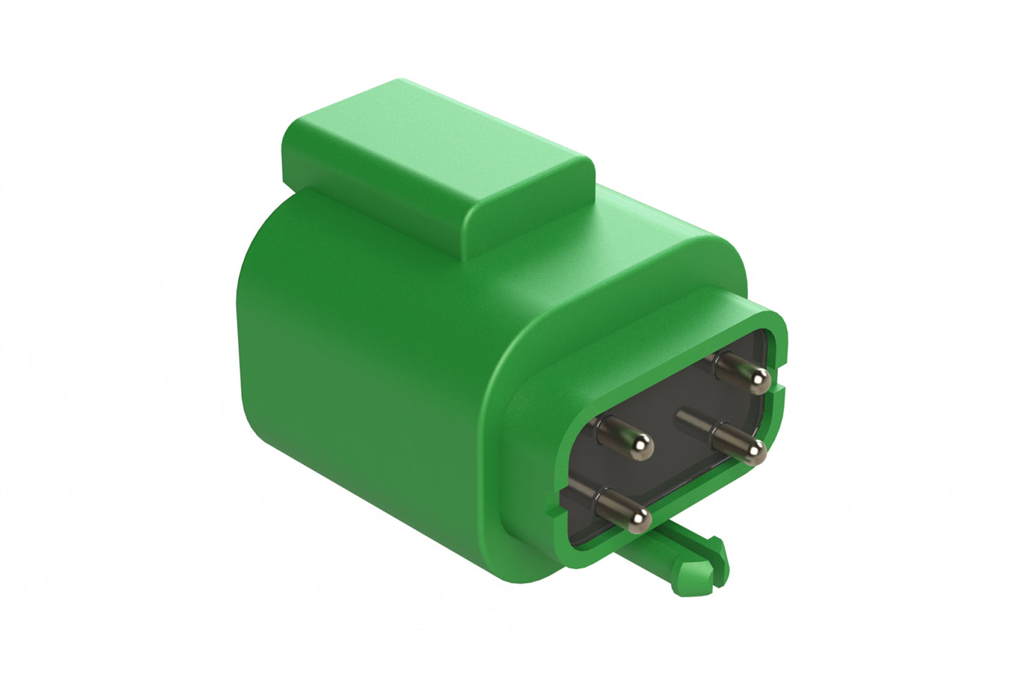 AT04-4P-BM04GRN 4 Position PCB Flangeless (Snap Fit) Board Mount Receptacle, Pin, Nickel Contact Plating, Potting, Green