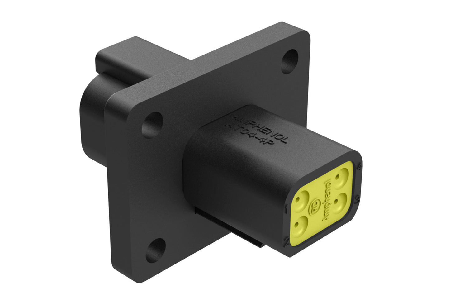 AT04-4P-CL06 4 Position Receptacle Flange Mount Connector, Pin, Black, Reduced Diameter Seal. DT04-4P-CL06