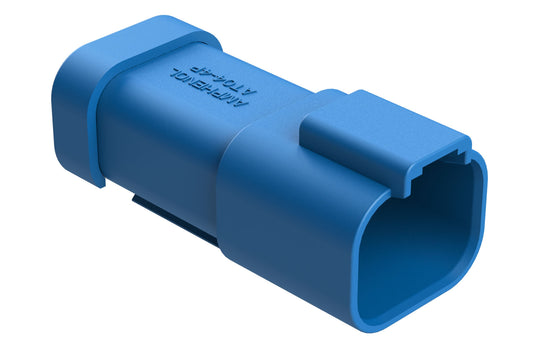AT04-4P-EC01BLU 4-Way Receptacle, Male Connector with End Cap, Blue