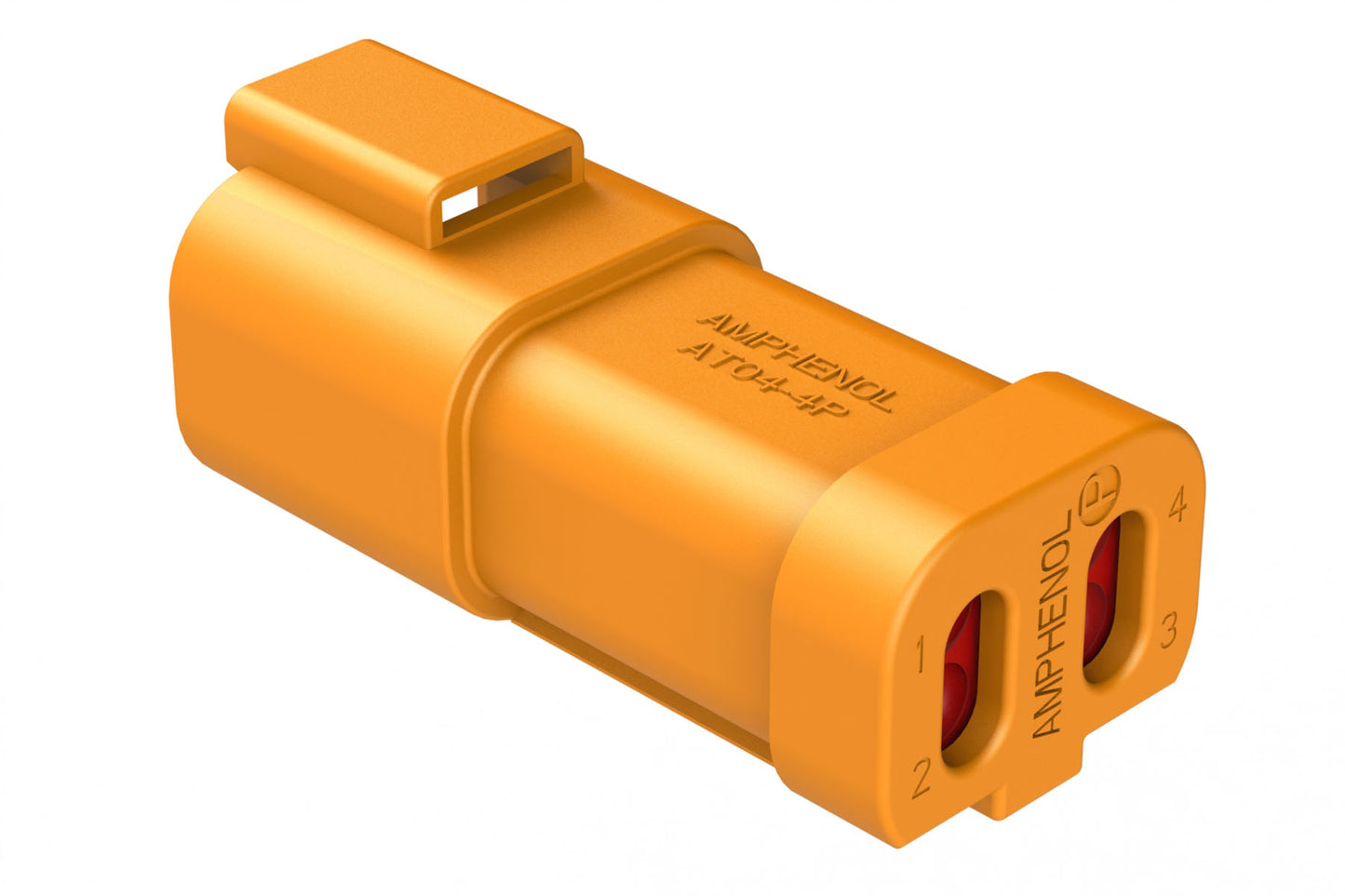 AT04-4P-EC01ORG 4-Way Receptacle, Male Connector with End Cap, Orange