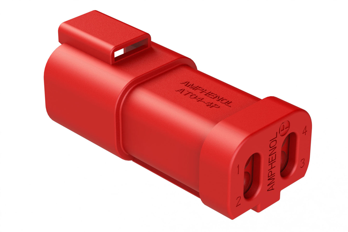 AT04-4P-EC01RED 4-Way Receptacle, Male Connector with End Cap, Red