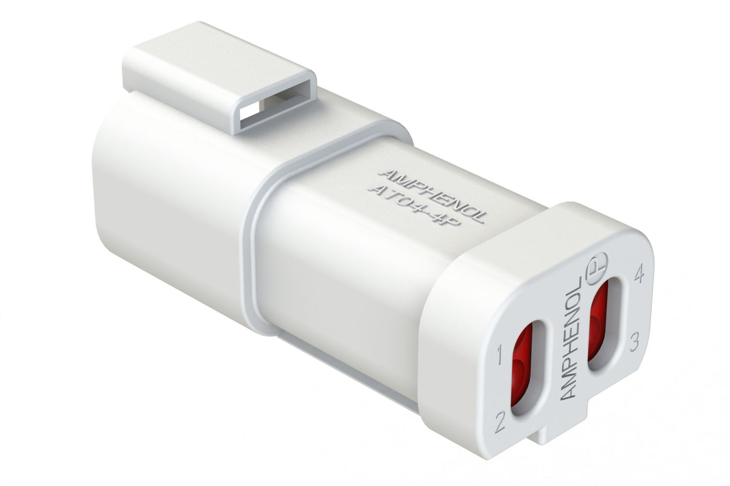 AT04-4P-EC01WHT 4-Way Receptacle, Male Connector with End Cap, White