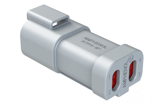 AT04-4P-EC01 4-Way Receptacle, Male Connector with End Cap, Grey. DT04-4P-E003, DT04-4P-EP06
