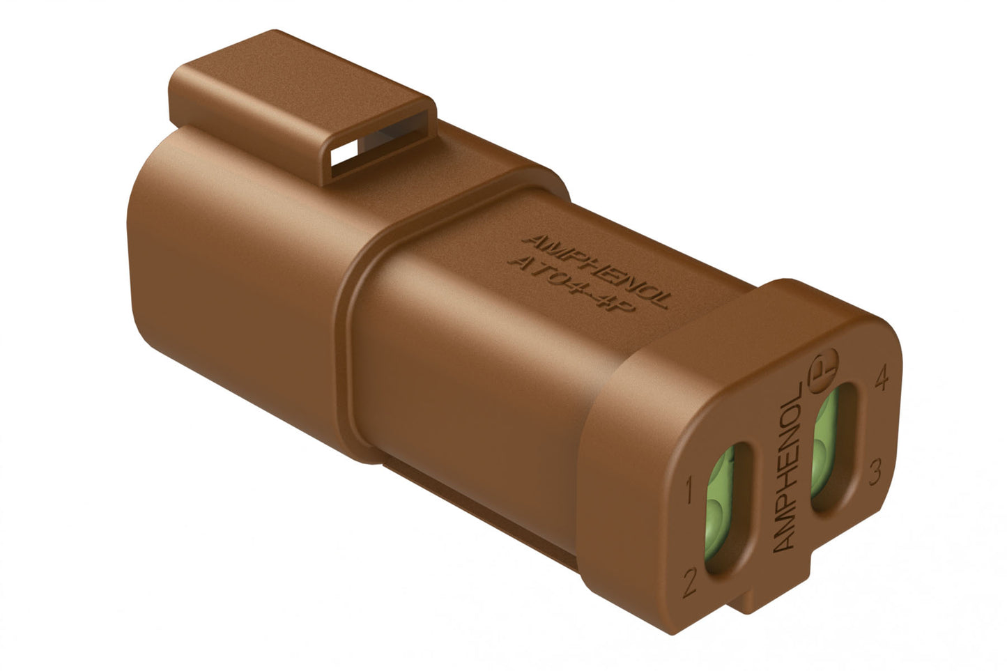 AT04-4P-MM01BRN 4-Way Receptacle, Male Connector with Reduced Diameter Seal (E-Seal) and End Cap, Brown