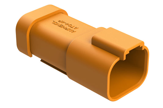 AT04-4P-MM01ORG 4-Way Receptacle, Male Connector with Reduced Diameter Seal (E-Seal) and End Cap, Orange