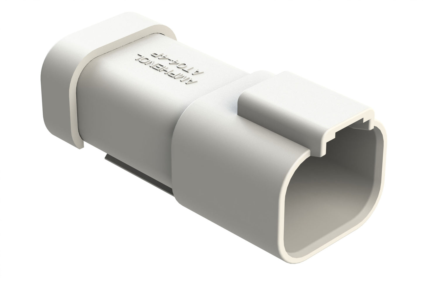 AT04-4P-MM01WHT 4-Way Receptacle, Male Connector with Reduced Diameter Seal (E-Seal) and End Cap, White